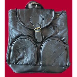 Maxam‎ Brand Black Lambskin Leather Mosaic Patchwork Small Backpack LUPURSE3 NWT